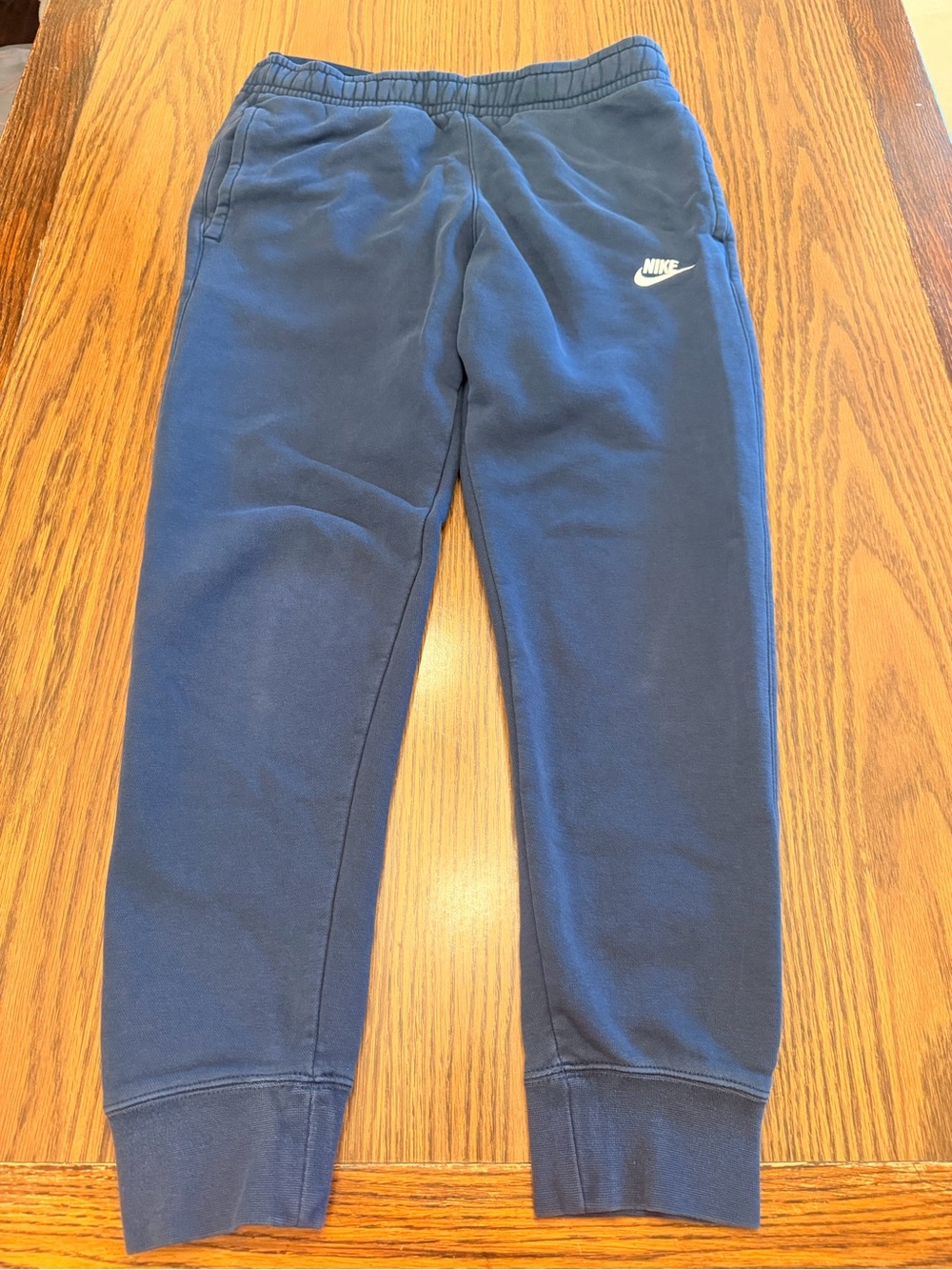 Nike Navy Blue Men's Fleece Joggers with White Swoosh